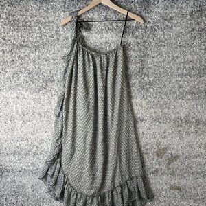 Isabel Marant Dress Womens 42 Black‎ White Silk Asymmetric One Shoulder Ruffle